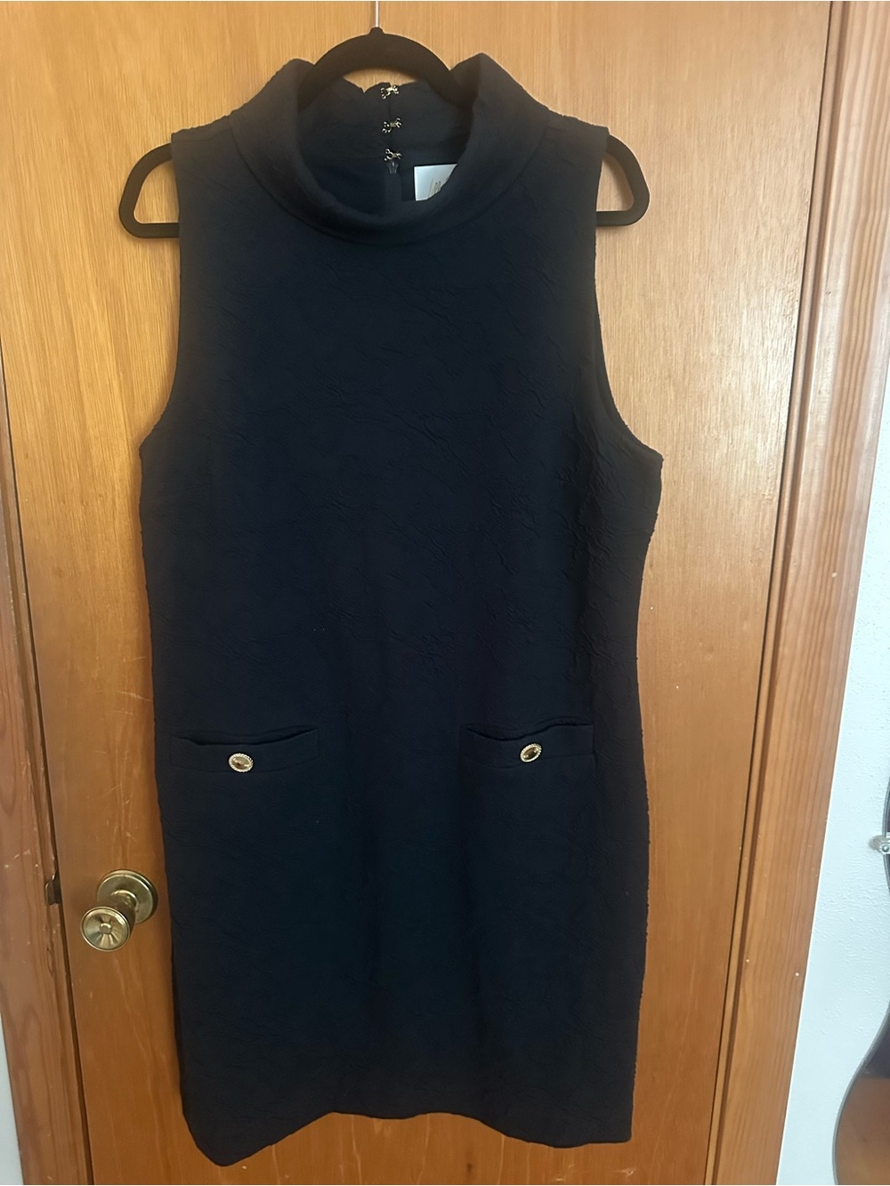 Lilly Pulitzer Daisee Shift Dress Noir Black Knit Pucker Jacquard XL